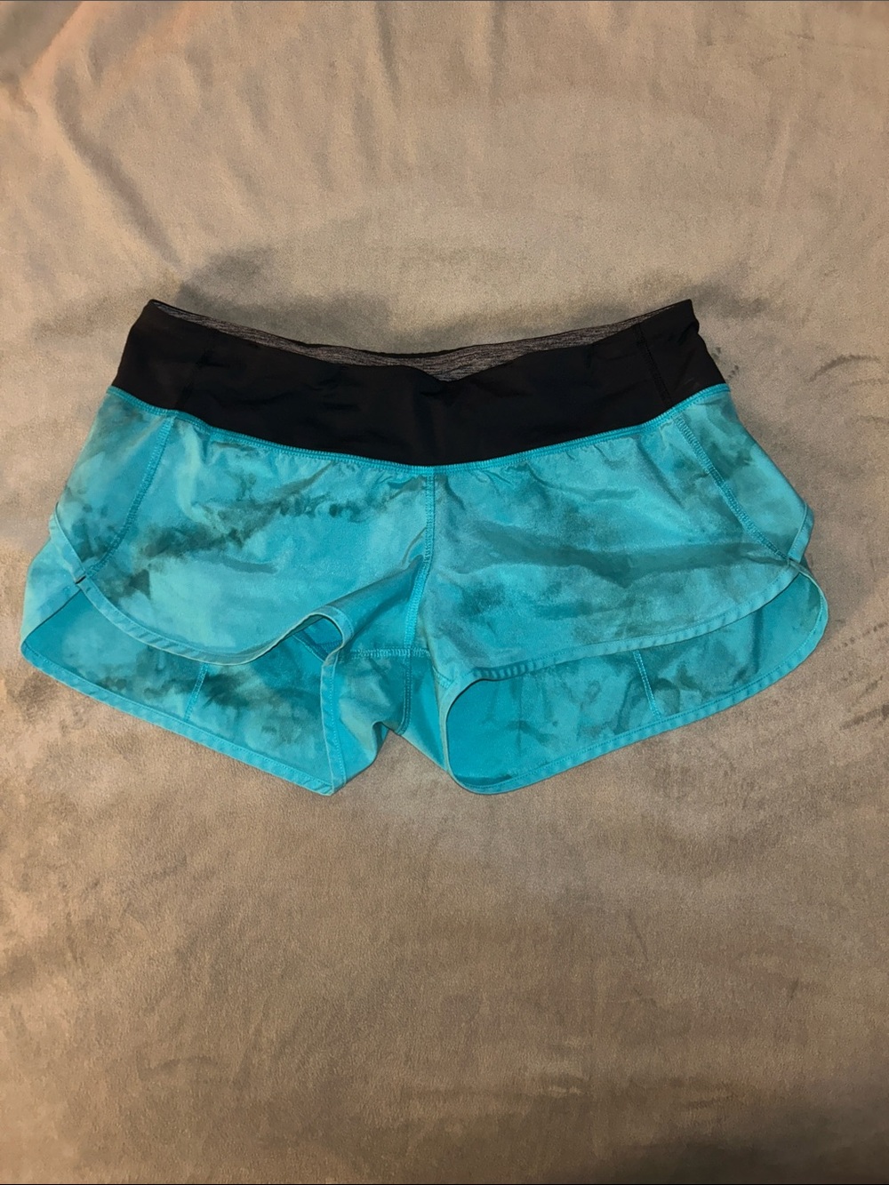 lululemon athletica turquoise black running shorts